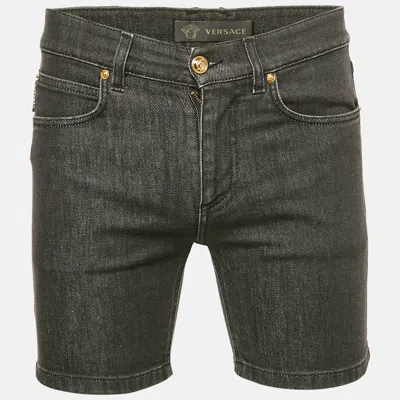 VERSACE BLACK DENIM SHORTS S (WAIST 31")