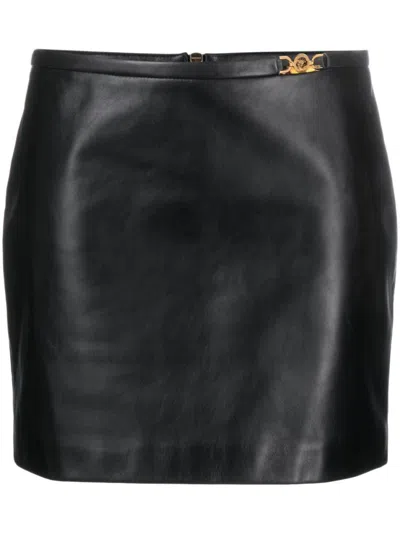 VERSACE WOMEN BLACK LEATHER MINI SKIRT, 28 LUXURY SKIRTS FOR WOMEN DARVEYS