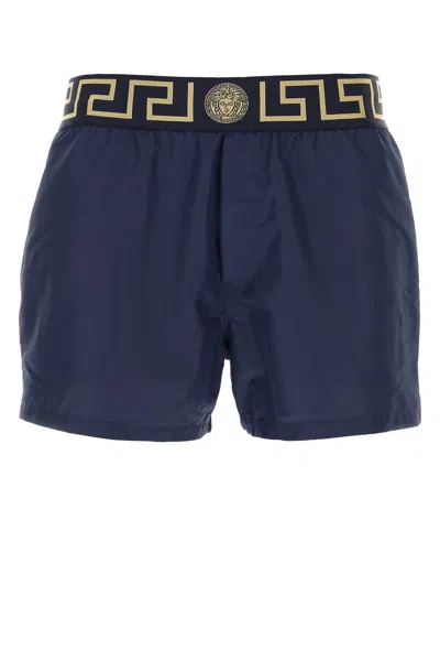 VERSACE BLUE POLYESTER SWIMMING SHORTS