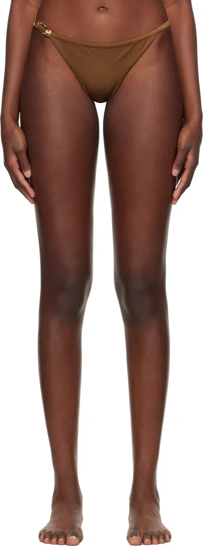 VERSACE BROWN SAFETY PIN BIKINI BOTTOM
