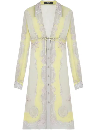 VERSACE CAMEO SILK MIDI SHIRT DRESS