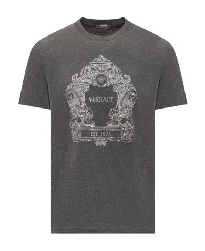 VERSACE VERSACE CARTOUCHE-EMBELLISHED CREWNECK T-SHIRT