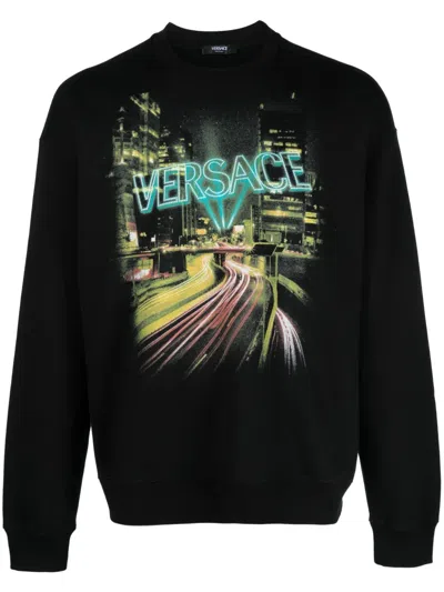 VERSACE CITY LIGHTS COTTON SWEATSHIRT
