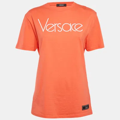 VERSACE CORAL PINK 1978 RE-EDITION COTTON CREW NECK T-SHIRT S