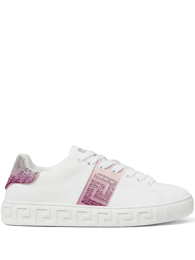 VERSACE GRECA CRYSTAL-EMBELLISHED SNEAKERS
