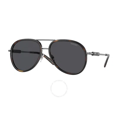 VERSACE VERSACE DARK GREY PILOT UNISEX SUNGLASSES VE2260 100187 60