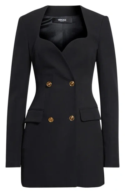 VERSACE VERSACE DOUBLE BREASTED WOOL GRAIN DE POUDRE BLAZER DRESS
