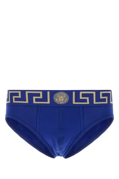 VERSACE ELECTRIC BLUE STRETCH COTTON BRIEF