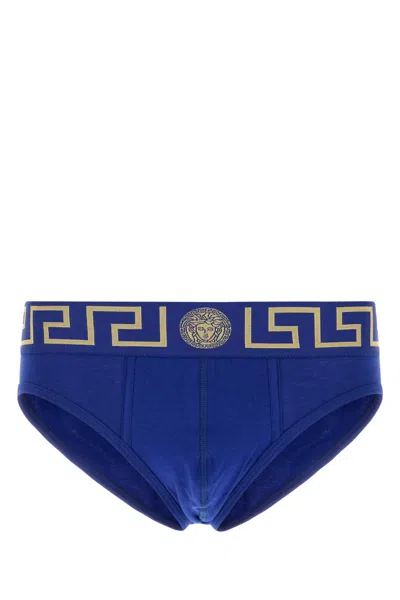 VERSACE ELECTRIC BLUE STRETCH COTTON BRIEF