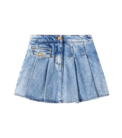 VERSACE EMBROIDERED DENIM SKIRT