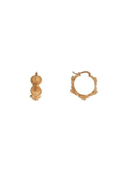 VERSACE GEOMETRIC METAL HOOP EARRINGS TRIBUTE GOLD