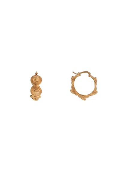 VERSACE GEOMETRIC METAL HOOP EARRINGS TRIBUTE GOLD