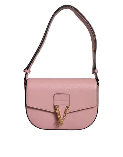 VERSACE GRAINY CALF LEATHER LOGO CROSSBODY SHOULDER WOMEN'S BAG