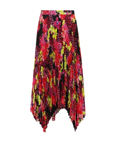 VERSACE VERSACE ALLOVER FLORAL PRINTED PLEATED SKIRT
