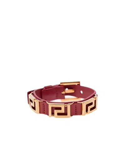 VERSACE GRECA-CHARM LEATHER BRACELET