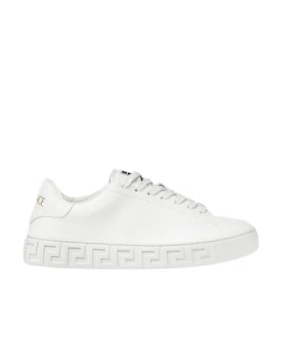VERSACE VERSACE GRECA-EMBOSSED LACE-UP SNEAKERS