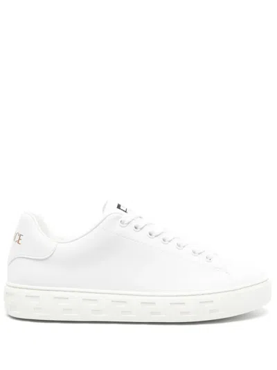 VERSACE GRECA PRINT LEATHER SNEAKERS