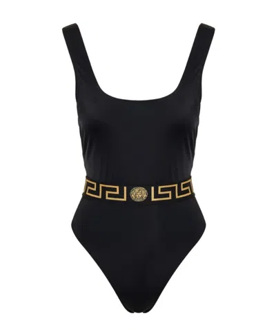 VERSACE VERSACE GRECA LOW BACK ONE-PIECE SWIMSUIT