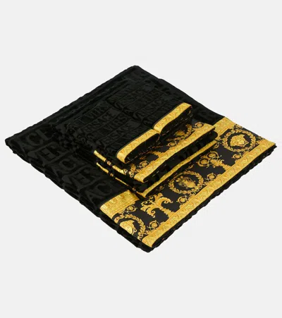VERSACE HOME VERSACE ALLOVER SET OF 5 TERRY TOWELS