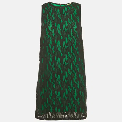 VERSACE JEANS BLACK/GREEN LACE OVERLAY SLEEVELESS MINI DRESS M