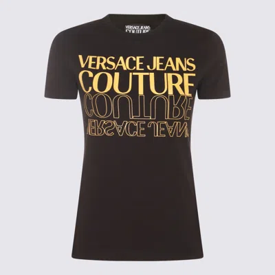 VERSACE JEANS COUTURE BLACK AND YELLOW COTTON T-SHIRT