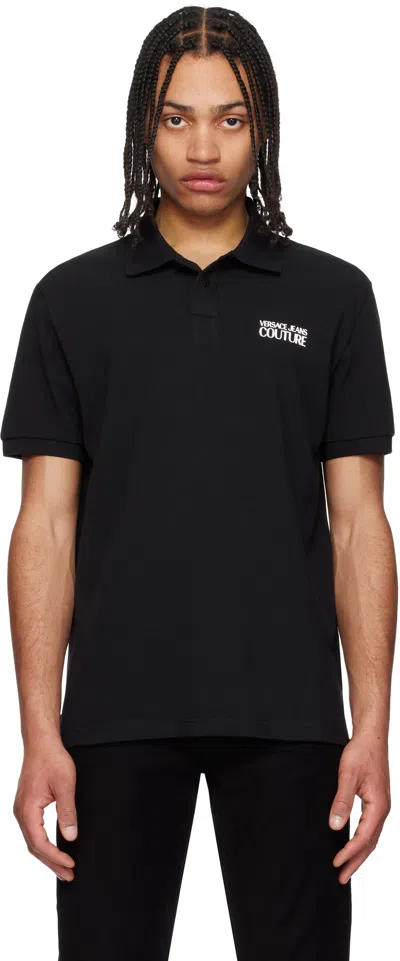 VERSACE JEANS COUTURE BLACK PIPING LOGO POLO