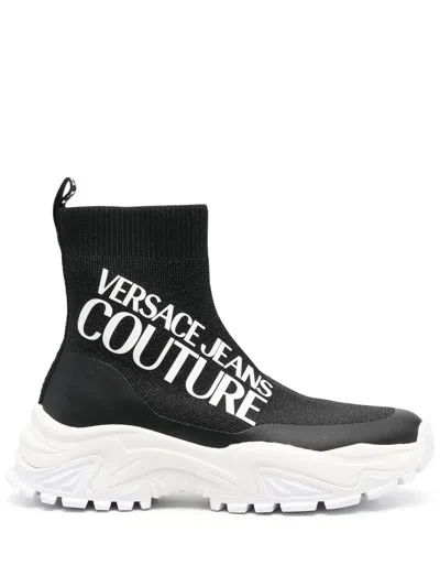 VERSACE JEANS COUTURE LOGO-PRINT SOCK-STYLE SNEAKERS