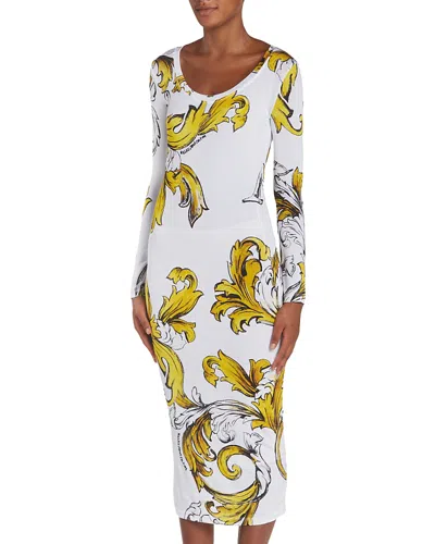 VERSACE JEANS COUTURE PRINTED LONG SLEEVE MIDI DRESS