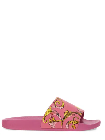 VERSACE JEANS COUTURE SLIDE SANDAL WITH LOGO