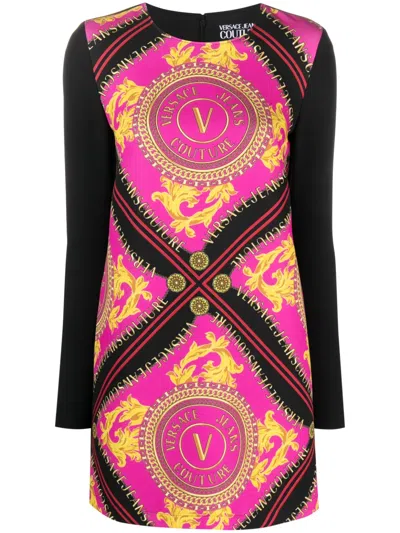 VERSACE JEANS COUTURE V-EMBLEM CHAIN-PRINT MINIDRESS