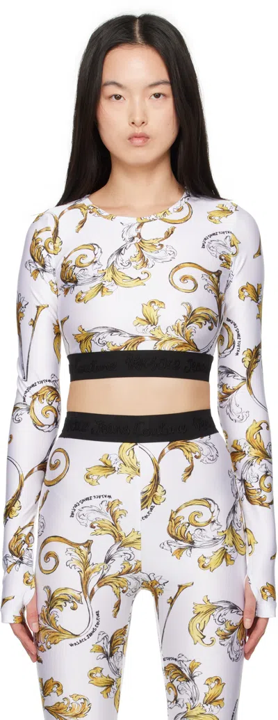 VERSACE JEANS COUTURE WHITE OUTLINE BAROCCO T-SHIRT