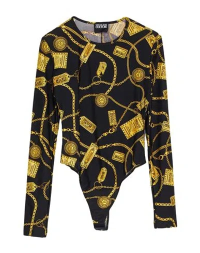 VERSACE JEANS COUTURE VERSACE JEANS COUTURE WOMAN BODYSUIT BLACK SIZE 10 POLYAMIDE, ELASTANE