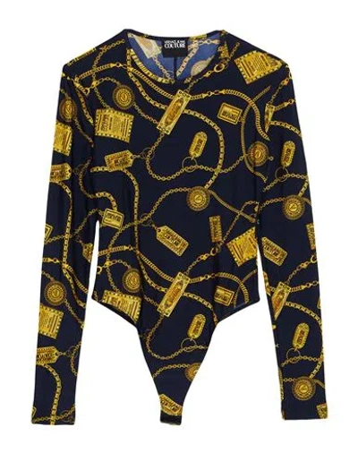 VERSACE JEANS COUTURE VERSACE JEANS COUTURE WOMAN BODYSUIT NAVY SIZE 8 POLYAMIDE, ELASTANE