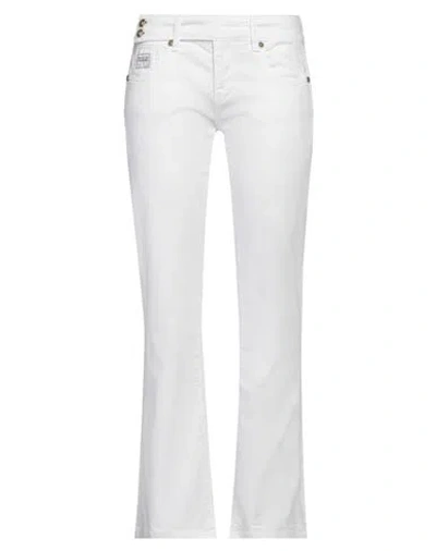 VERSACE JEANS COUTURE VERSACE JEANS COUTURE WOMAN JEANS WHITE SIZE 26 COTTON, ELASTANE