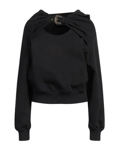 VERSACE JEANS COUTURE VERSACE JEANS COUTURE WOMAN SWEATSHIRT BLACK SIZE L COTTON, ELASTANE