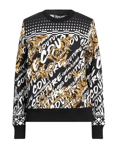 VERSACE JEANS COUTURE VERSACE JEANS COUTURE WOMAN SWEATSHIRT BLACK SIZE M COTTON, ELASTANE