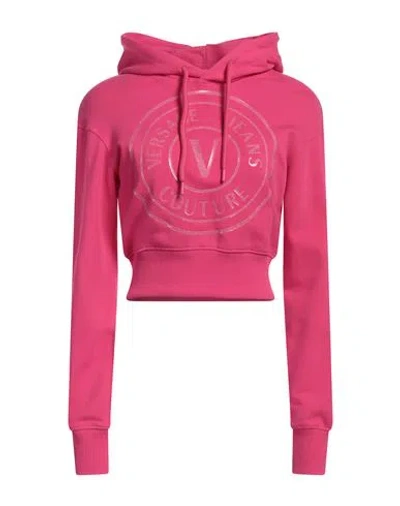 VERSACE JEANS COUTURE VERSACE JEANS COUTURE WOMAN SWEATSHIRT FUCHSIA SIZE L COTTON, ELASTANE