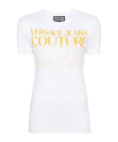 VERSACE JEANS UPSIDE DOWN-LOGO COTTON T-SHIRT