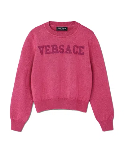 VERSACE VERSACE KIDS LOGO-APPLIQUÉ LONG-SLEEVED CREWNECK JUMPER