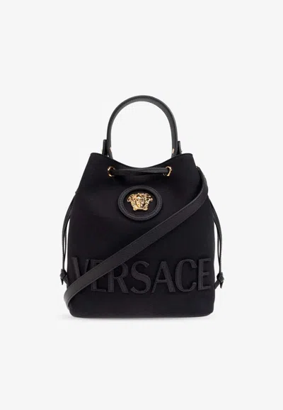 VERSACE LA MEDUSA CANVAS BUCKET BAG