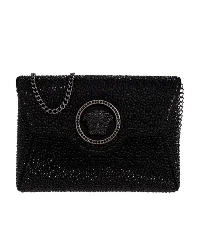 VERSACE VERSACE MEDUSA PLAQUE EMBELLISHED CLUTCH BAG