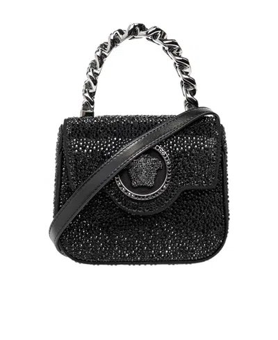 VERSACE VERSACE LA MEDUSA EMBELLISHED MINI TOTE BAG