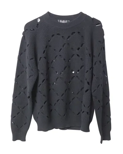 VERSACE LASER CUTOUT SWEATER IN BLACK WOOL