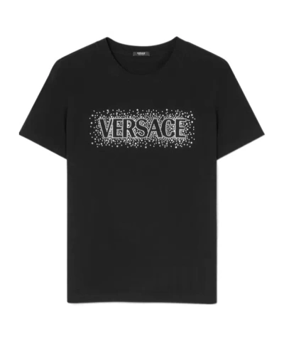 VERSACE VERSACE LOGO-EMBELLISHED CREWNECK T-SHIRT