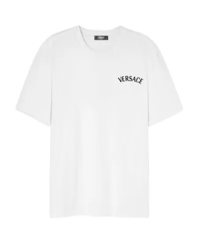 VERSACE VERSACE LOGO-EMBROIDERED CREWNECK T-SHIRT