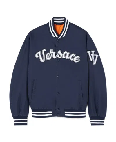 VERSACE VERSACE LOGO EMBROIDERED BUTTON-UP JACKET