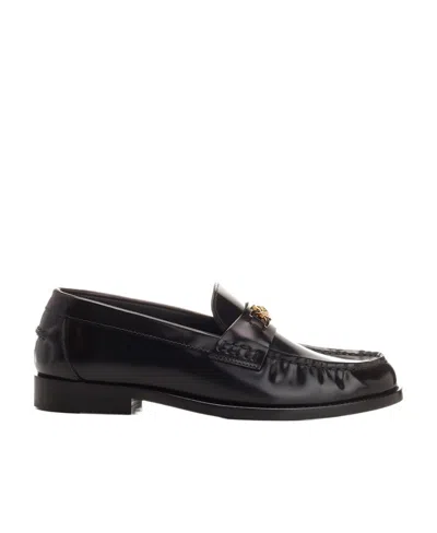 VERSACE VERSACE LOGO-PLAQUE SLIP-ON LOAFERS