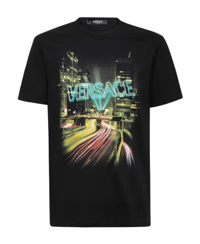 VERSACE VERSACE LOGO-PRINTED CREWNECK T-SHIRT