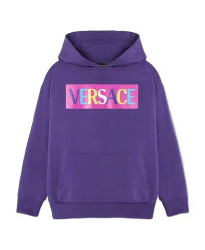 VERSACE VERSACE KIDS LOGO-PRINTED JERSEY HOODIE