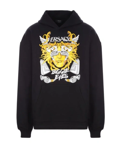 VERSACE LOGO-PRINT PULLOVER HOODIE